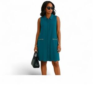 Sharagano Turquoise Sleeveless Dress NWT